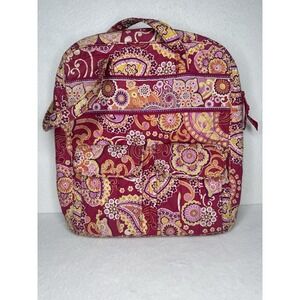 Vera Bradley Lg. Tote Shoulder Hand Bag RASPBERRY FIZZ Paisley Red Orange Purse